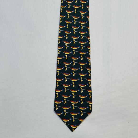 Tiffany & Co Necktie Mens Silk Fish Dragonfly Print Made in Italy Designer Tie - Picture 6 of 10